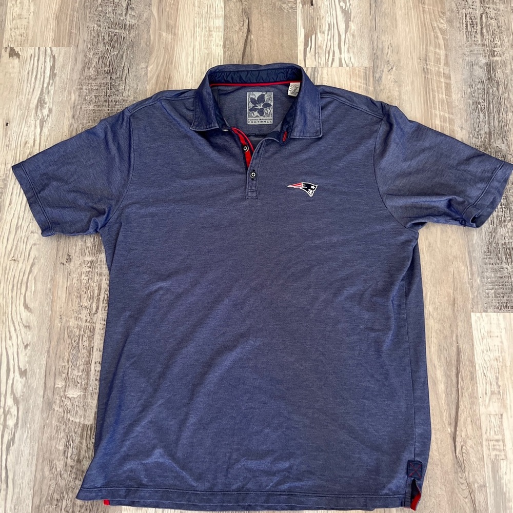 Size L | MENS|  Tommy Bahama Football NFL New England Patriots Polo Shirt | Blue